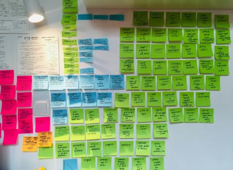 Photographie de post-it collés sur un mur